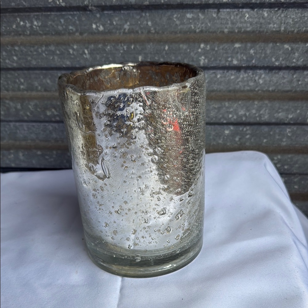 Silver Glass Candle Holder